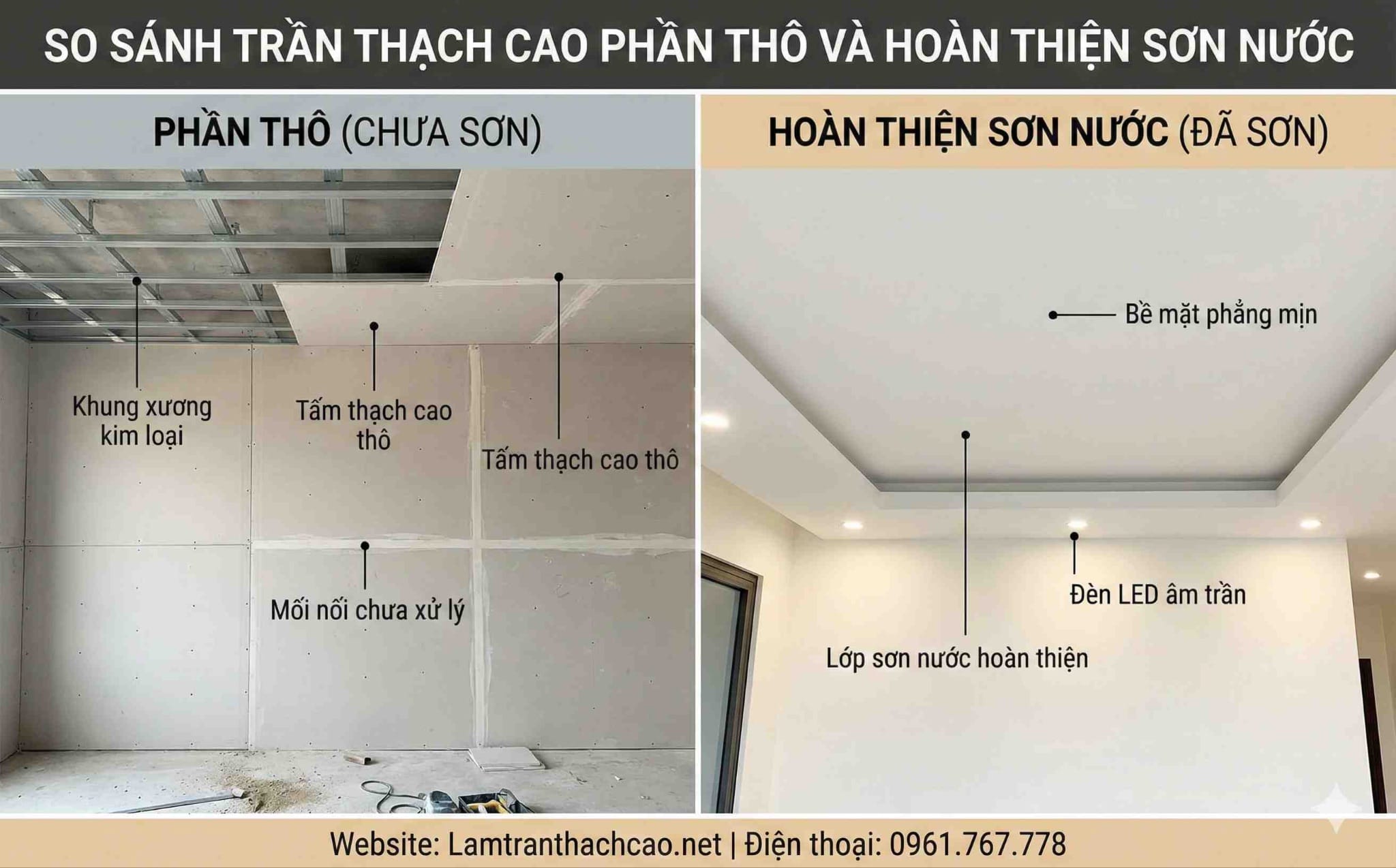 Làm trần thạch cao giá bao nhiêu
